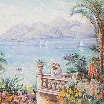 Cannes, la terrasse de l’Esteral - H. Claude Pissarro (b. 1935 - )